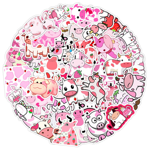 Lyserød Ko Stickers