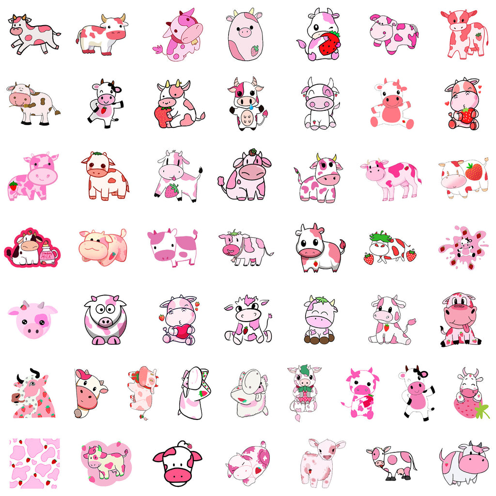 Lyserød Ko Stickers