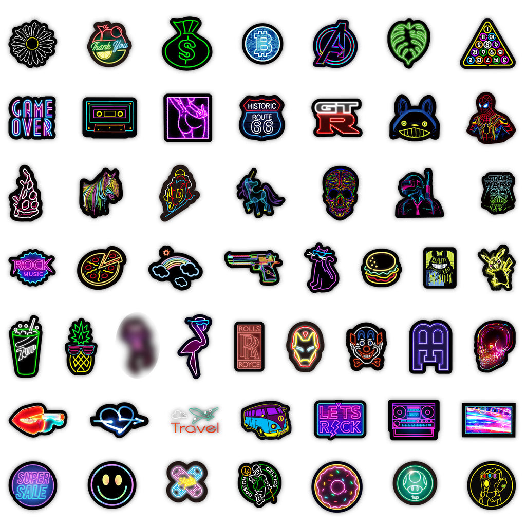 Neon Light Graffiti Stickers