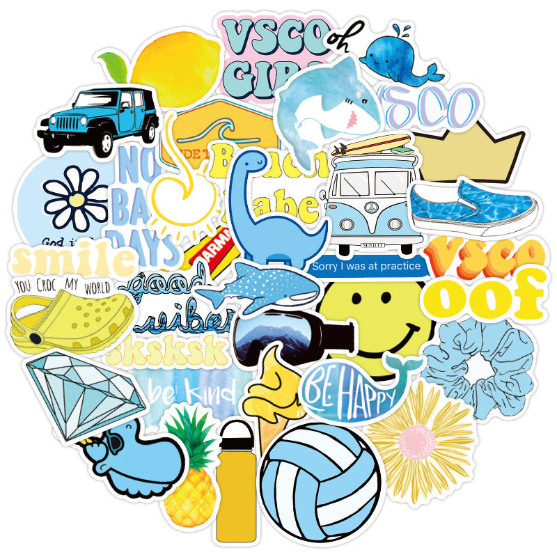 Cartoon blå stickers